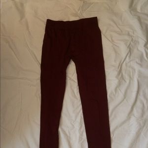 Maroon fleece leggings